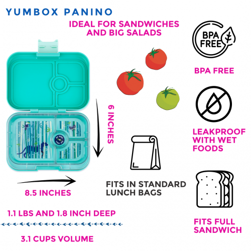 Yumbox 4 Compartment Panino Lunchbox Tropical Aqua